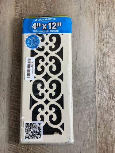 Decor Grates FS412-AL 4-Inch by 12-Inch Scroll Metal Floor Register, Almond (6922733519031)